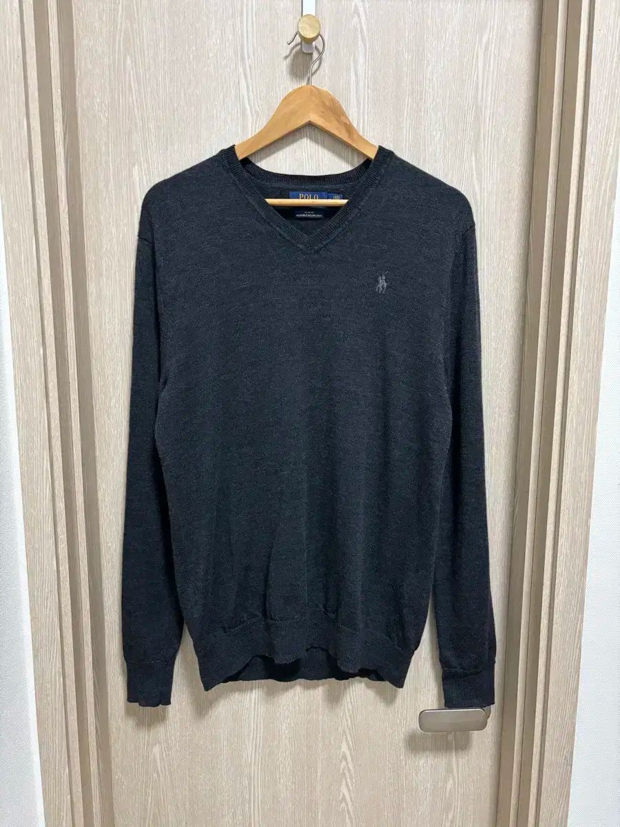 22ss ポロ ラルフローレン ウォッシャブル メリノウール ニット M チャコール色