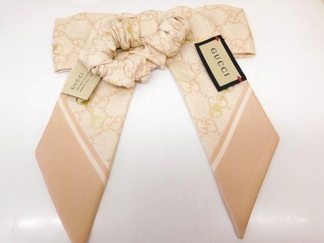 新品同様 グッチ ヘア アクセサリー □ 770292 GG シルク リボン