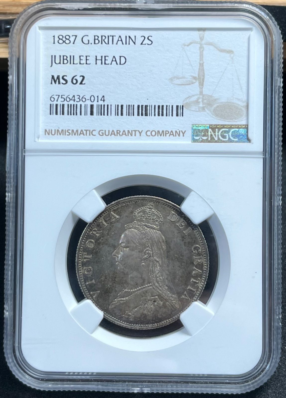 1887年 イギリス 2シリング銀貨 ヴィクトリア女王 ジュビリーヘッド