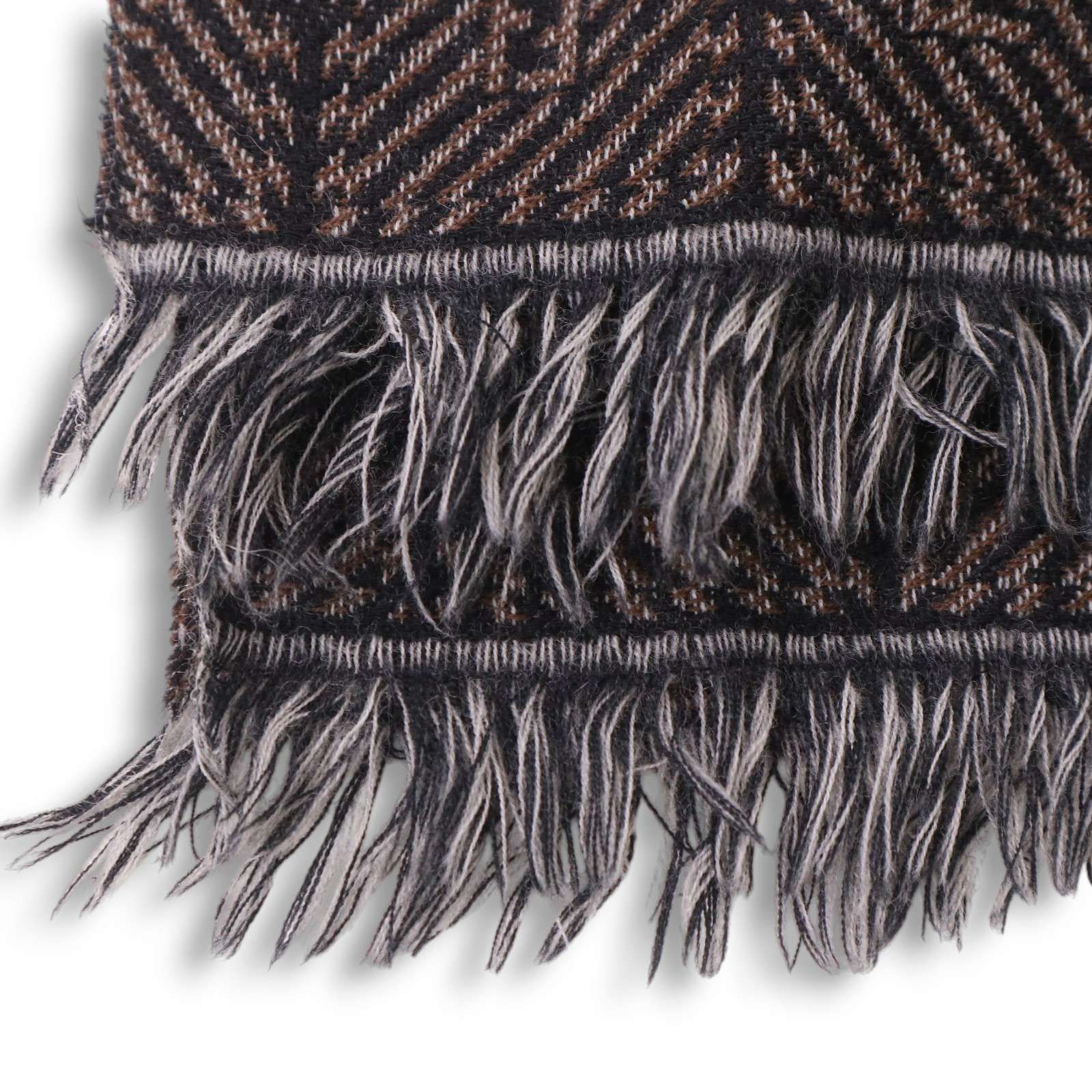 FENDI フェンディ 秋冬 ズッカ チェック柄☆ ウール100% フリンジ