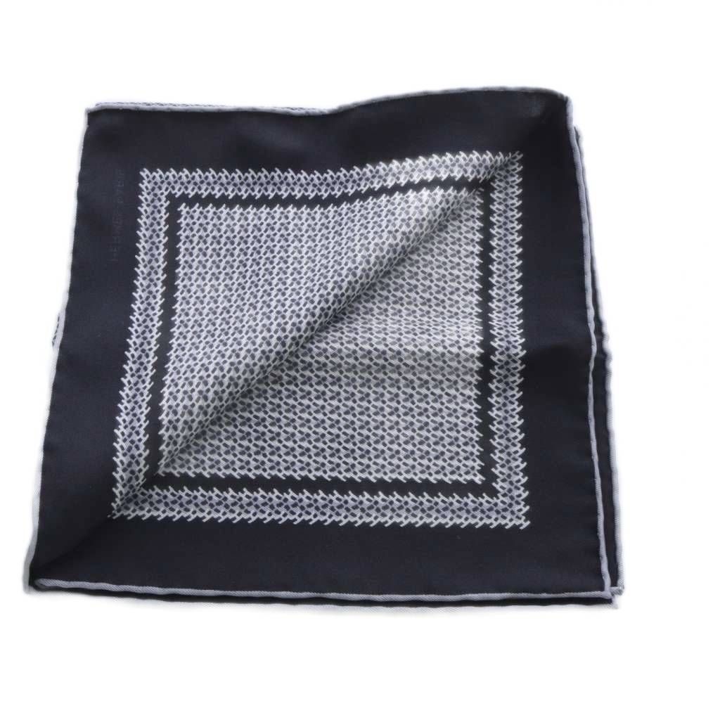 エルメス HERMES ハンカチ ポケットチーフ H柄 シルク グレー