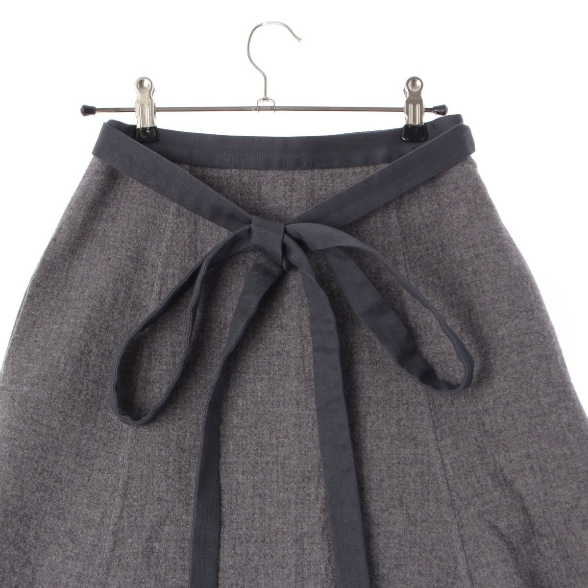ブラミンク カシミヤブレンド ウエストリボン ラップロング スカート 7924-230-0280 グレー 36