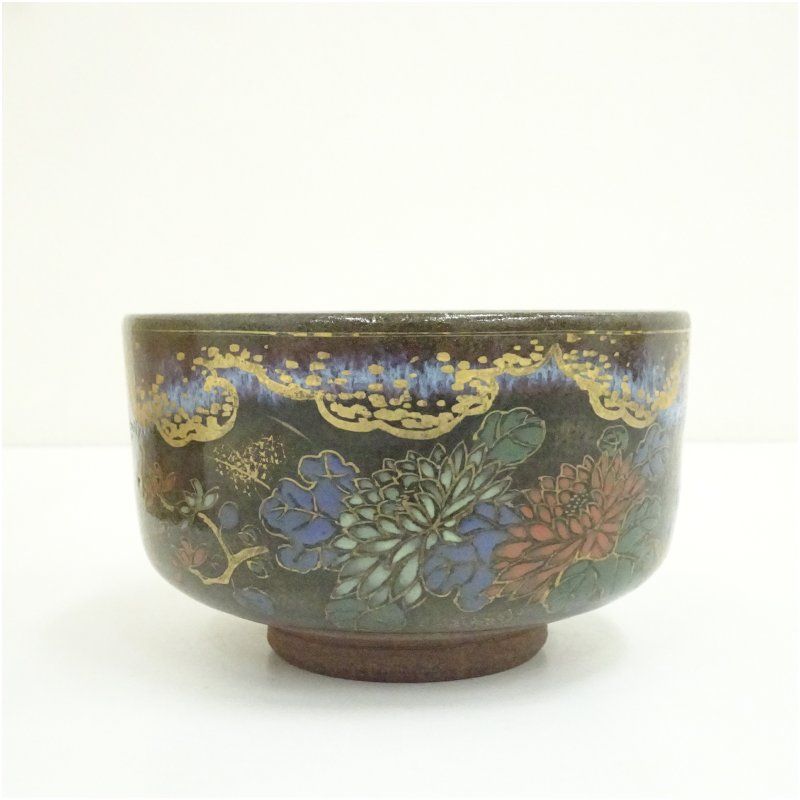 泰山造 天目菊花文茶碗（共箱） 茶道 抹茶 おしゃれ 抹茶茶碗 抹茶碗