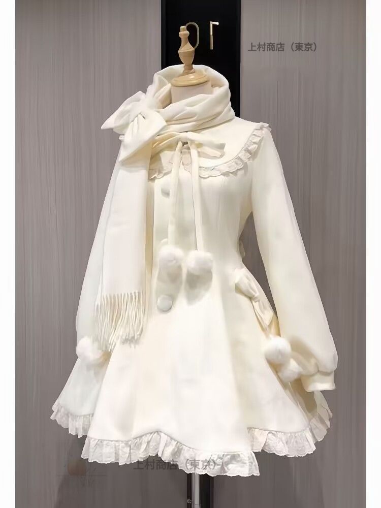 甘美ピンク ロリータ リボン コート ワンピース 新年戦服 冬  