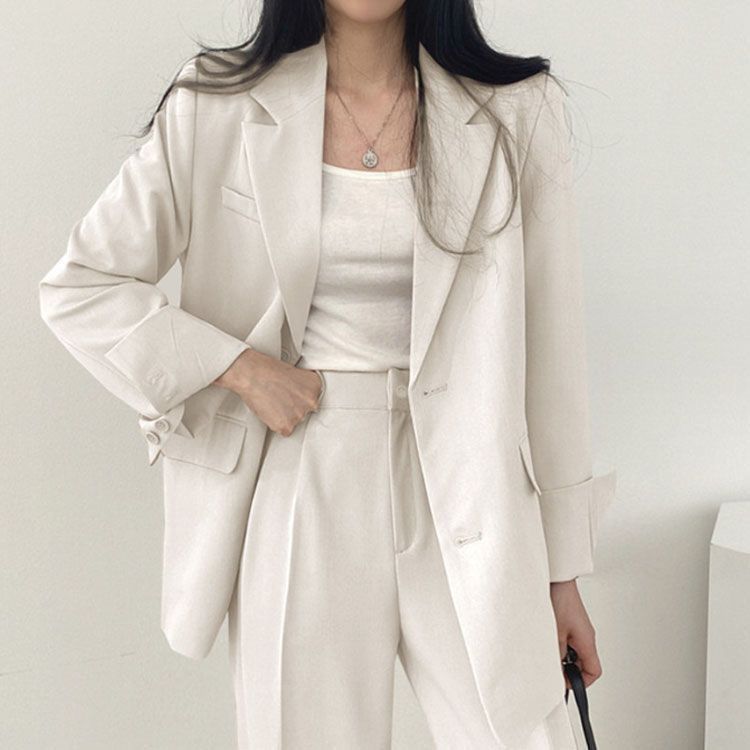 パンツスーツ レディース きれいめ ゆったり ジャケット ママ スーツ セットアップ 体型カバー 卒業式 入学式 フォーマル ビジネス 通勤 オフィス 韓国 テーパードパンツ オフィスカジュアル 秋冬 sour3516