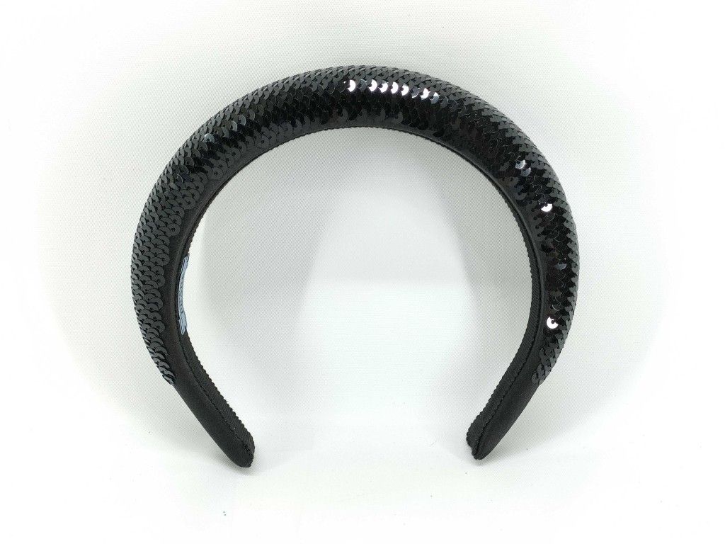 PRADA プラダ カチューシャ ブラック サテン スパンコール レディース