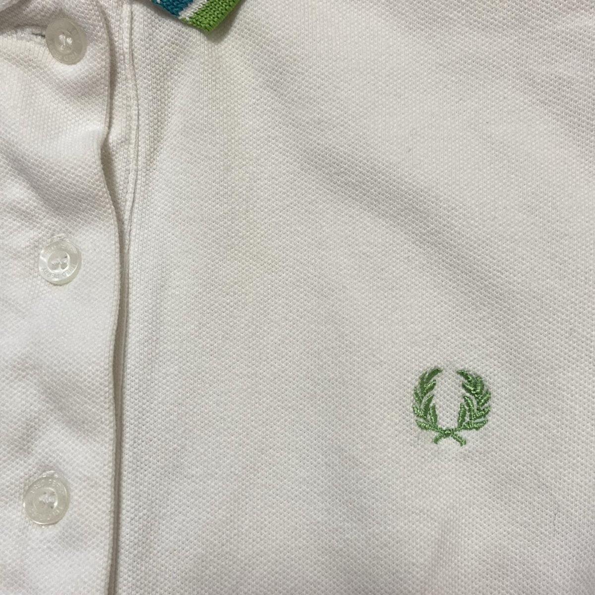 極美品 FREDPERRY フレッドペリー グリーン ポロシャツ M 半袖 白 フレッドペリー FRED PERRY 【正規品】フレッドペリー FRED