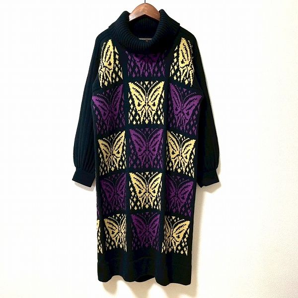 wnc サイトウトヨコ 斉藤都世子 ワンピース 紫 ゴールド ニット ラメ