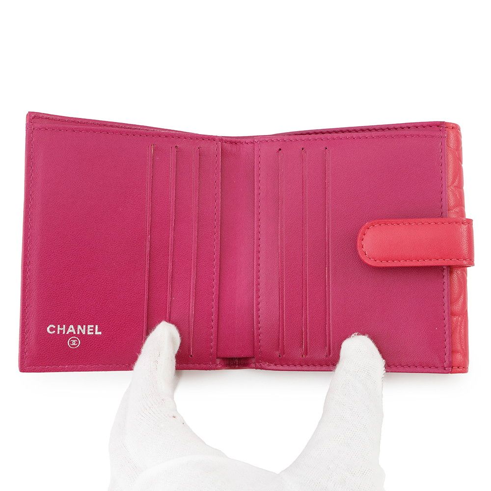 美品 シャネル カメリア 長財布 ラムスキン ピンク CHANEL ココマーク CHANEL シャネル カメリア 長財布 ウォレット ラウンド