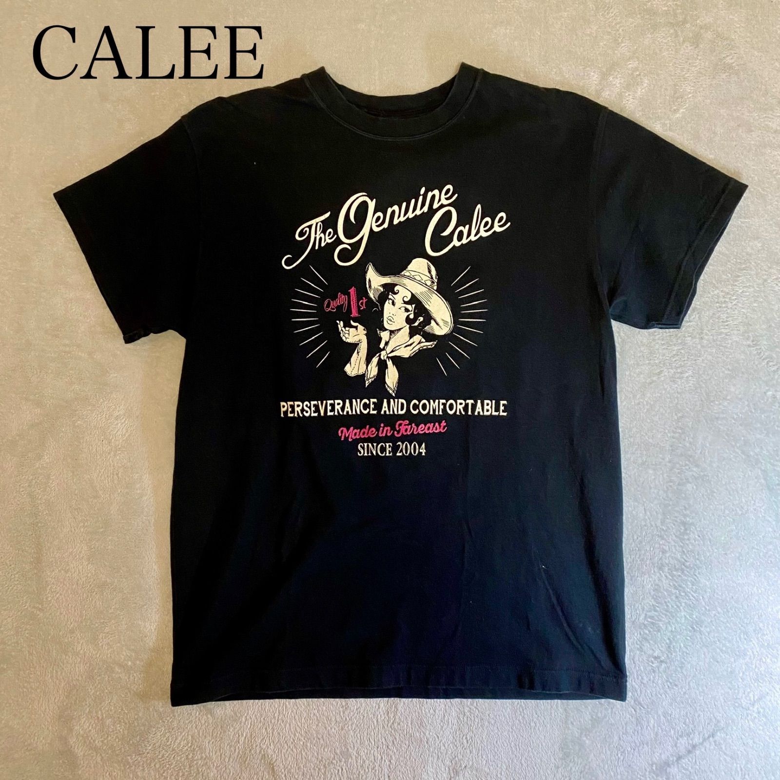 CALEE】キャリー Tシャツ ブラック サイズM ウエスタンガール 筆記体