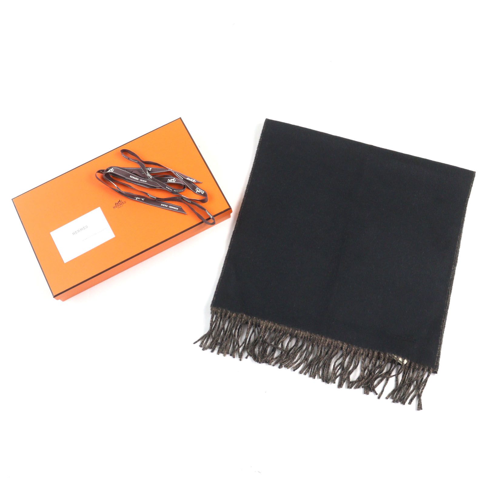 HERMES エルメス  マフラー　カシミヤ　リバーシブル エルメスマフラー リバーシブル 茶/紺 メンズ マフラー HERMES