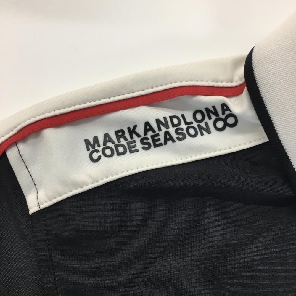 美品】マークアンドロナ 半袖ポロシャツ 黒×白 ラバーロゴ