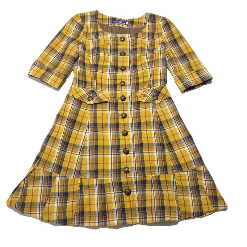 バーバリー ブルーレーベル 七分袖 チェック柄 ミニワンピース