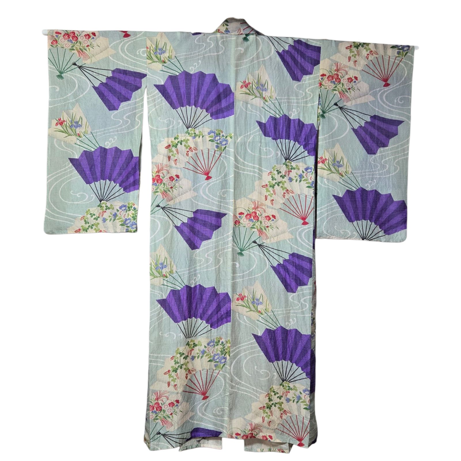 アンティーク夏着物☆正絹☆絽☆小紋☆紫☆草花☆大正ロマン/昭和レトロ アンティーク夏着物☆正絹☆絽☆小紋☆紫☆草花☆大正ロマン/
