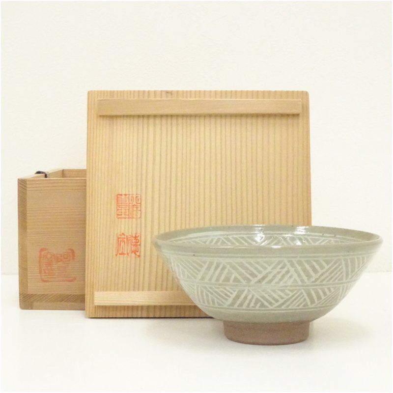 阿漕焼 三島手福字茶碗（共箱） 茶道 抹茶 おしゃれ 抹茶茶碗