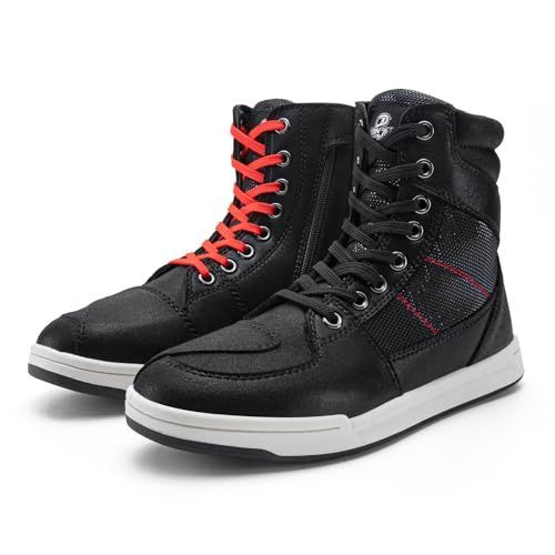 26.0 cm_ブラック [BORLENI] バイクブーツ プロテクター付き オール