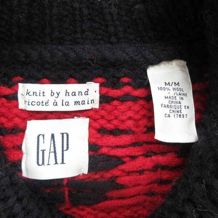 M/古着 ギャップ GAP 長袖 セーター メンズ 00s 手編み ハンドニット