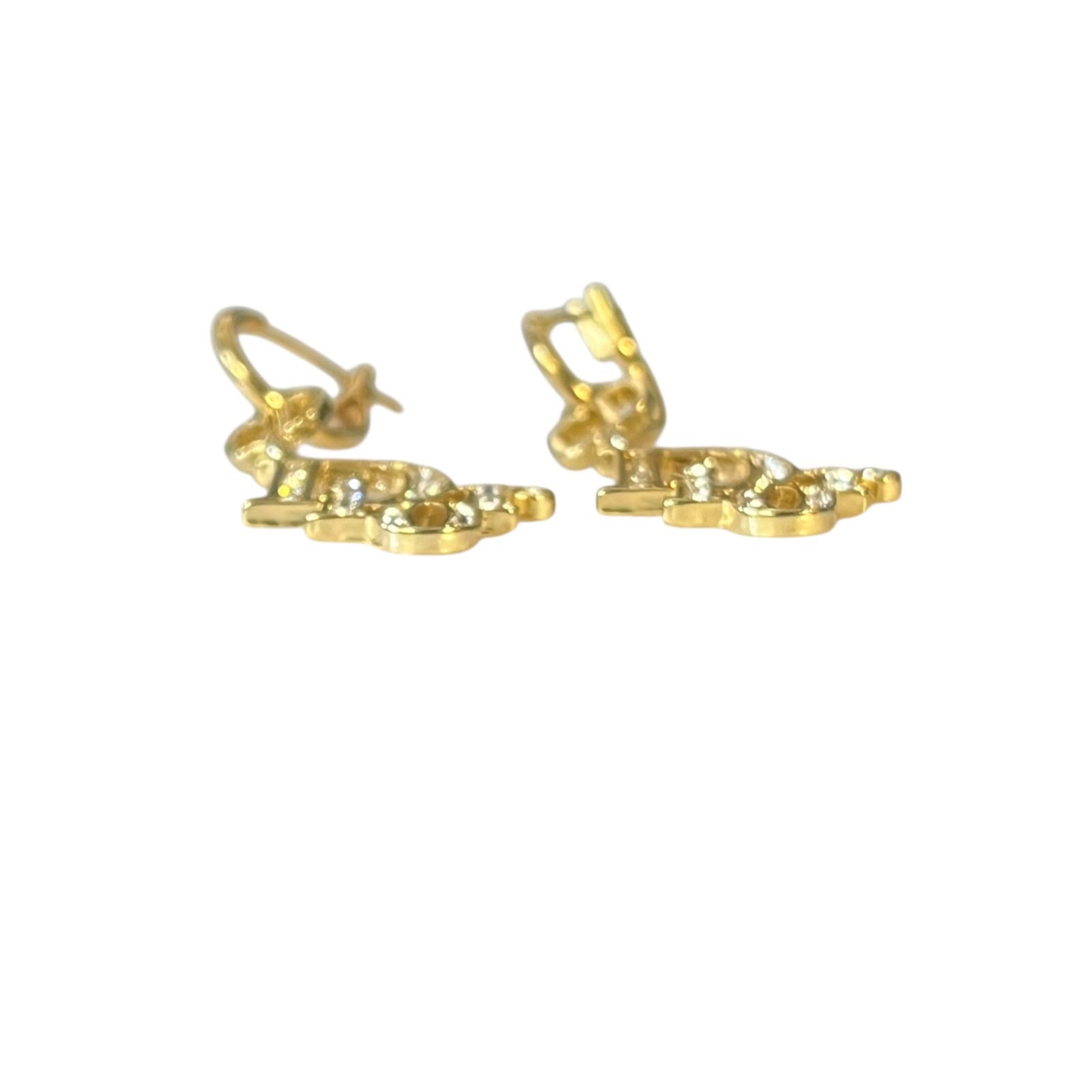管32447】Christian Dior ディオール ロゴ ピアス ゴールド CD