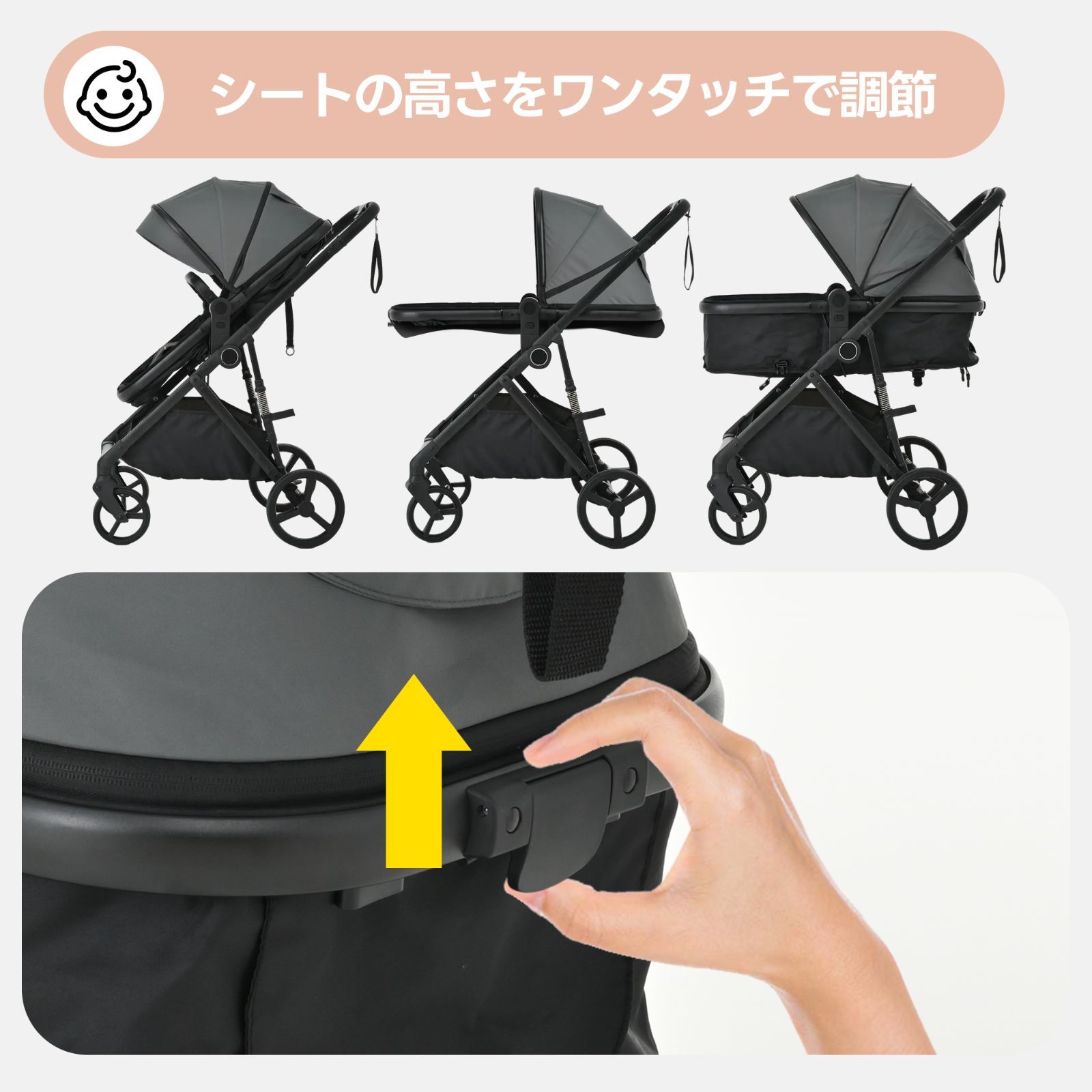 ベビーカー・バギー Ruuu ベビーカー 超軽量 折りたたみ バギー 4輪ベビーカー ワンタッチ