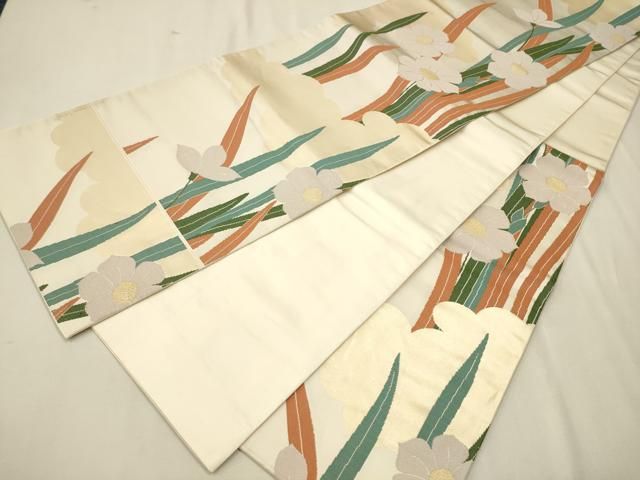 平和屋着物○世界的人形師 辻村寿三郎 ジュサブロー 六通柄袋帯 草花文