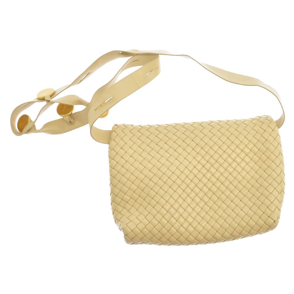 BOTTEGA VENETA (ボッテガヴェネタ) 21AW Fold Almond 640730 フォールド ショルダーバッグ アーモンド  イントレチャート レザー