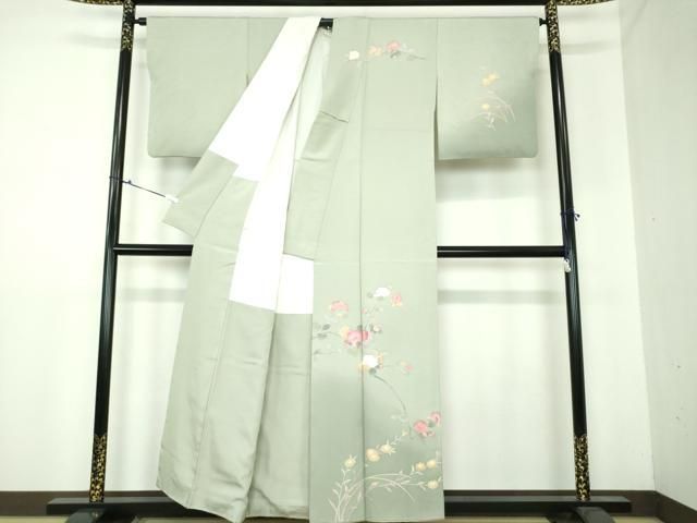 平和屋着物○京加賀友禅 百貫達雄 訪問着 枝花文 暈し染め 正絹 逸品