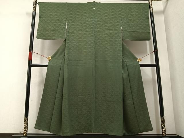 平和屋着物 上質な色無地 青海波地紋 藍媚茶色 正絹 AABC1755ph