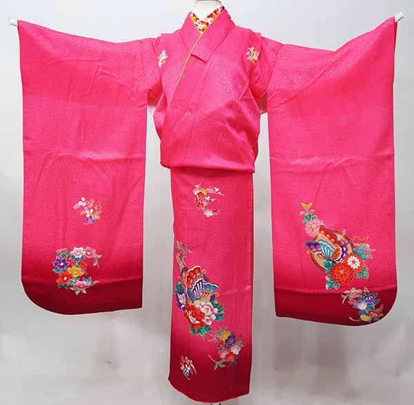 七才女児　着物，長襦袢仕立て上り 　　 　未使用品 七歳 7歳 7才 七才 女児 着物と長襦袢セット 仕立て上がり 綸子