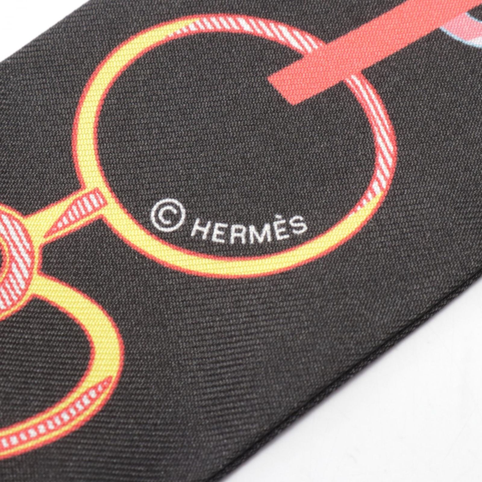 HERMES スカーフ ツイリー DO RE BOUCLES ブラック シルク エルメス HERMES スカーフ ツイリー DO RE BOUCLES ブラック シルク