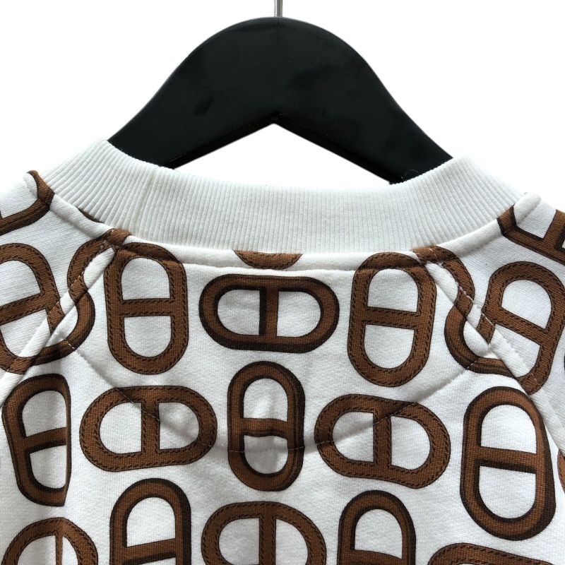  エルメス HERMES シェーヌダンクルモチーフ スウェット ホワイト コットン 長袖Ｔシャツ アンサンブル トップス