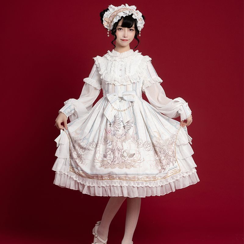 ロリータワンピース ♡ヘッドドレス付き✴︎フリル お出かけ 女子会 可愛い ロリータワンピース ?ヘッドドレス付き??フリル お出かけ 女子会
