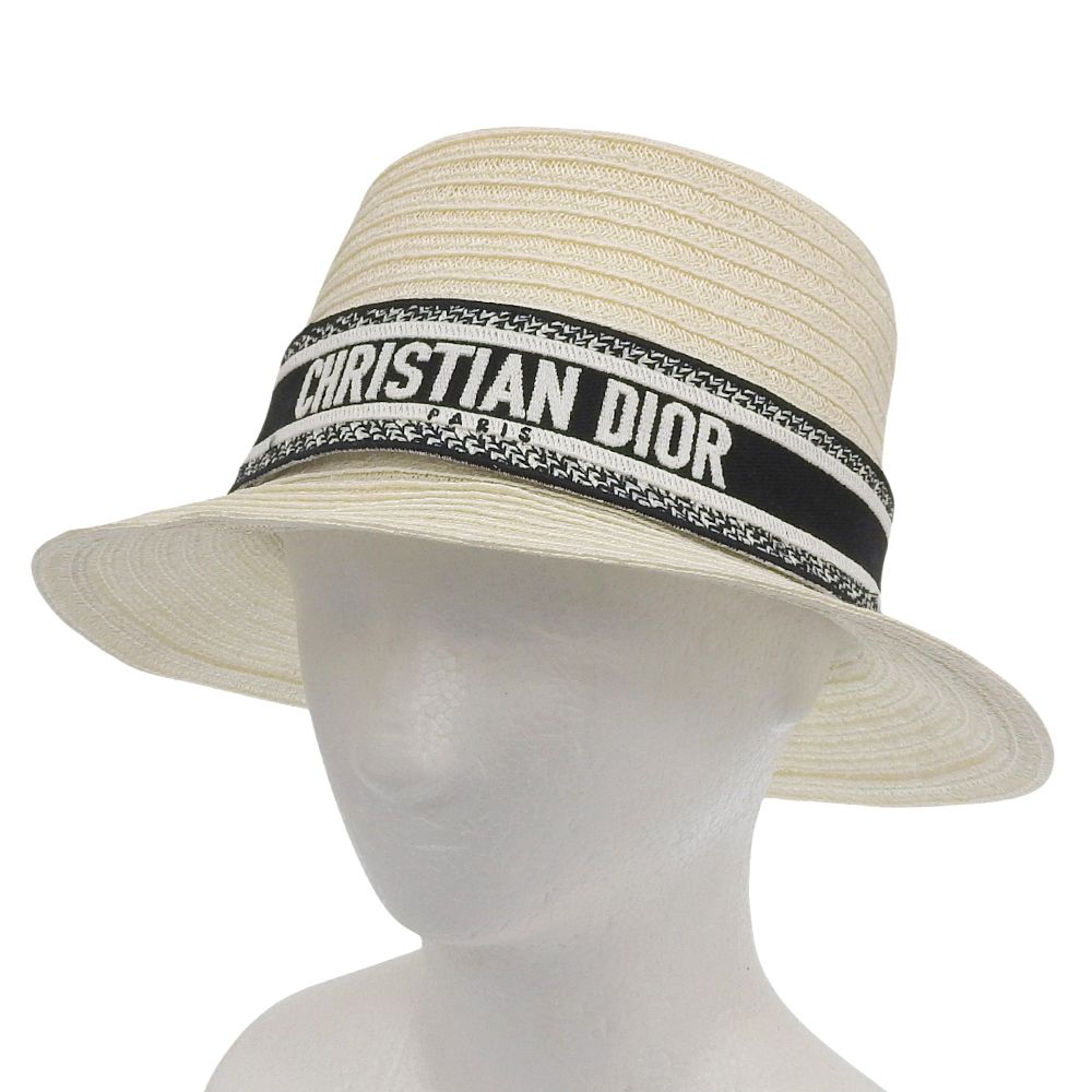 超 クリスチャンディオール Christian Dior 2025年商品 22DRT923G170 ジャガードロゴ ヘンプ100％ ストローハット 57 レディース 定価101200円