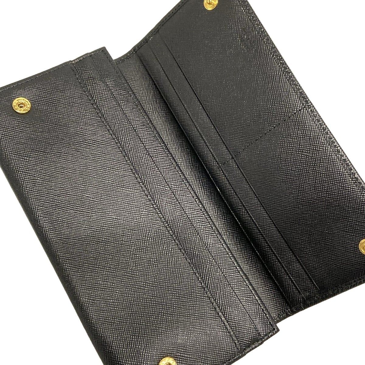 正規取扱店】 ギャザー 長財布 プラダ PRADA 黒 1M1132 ゴールド