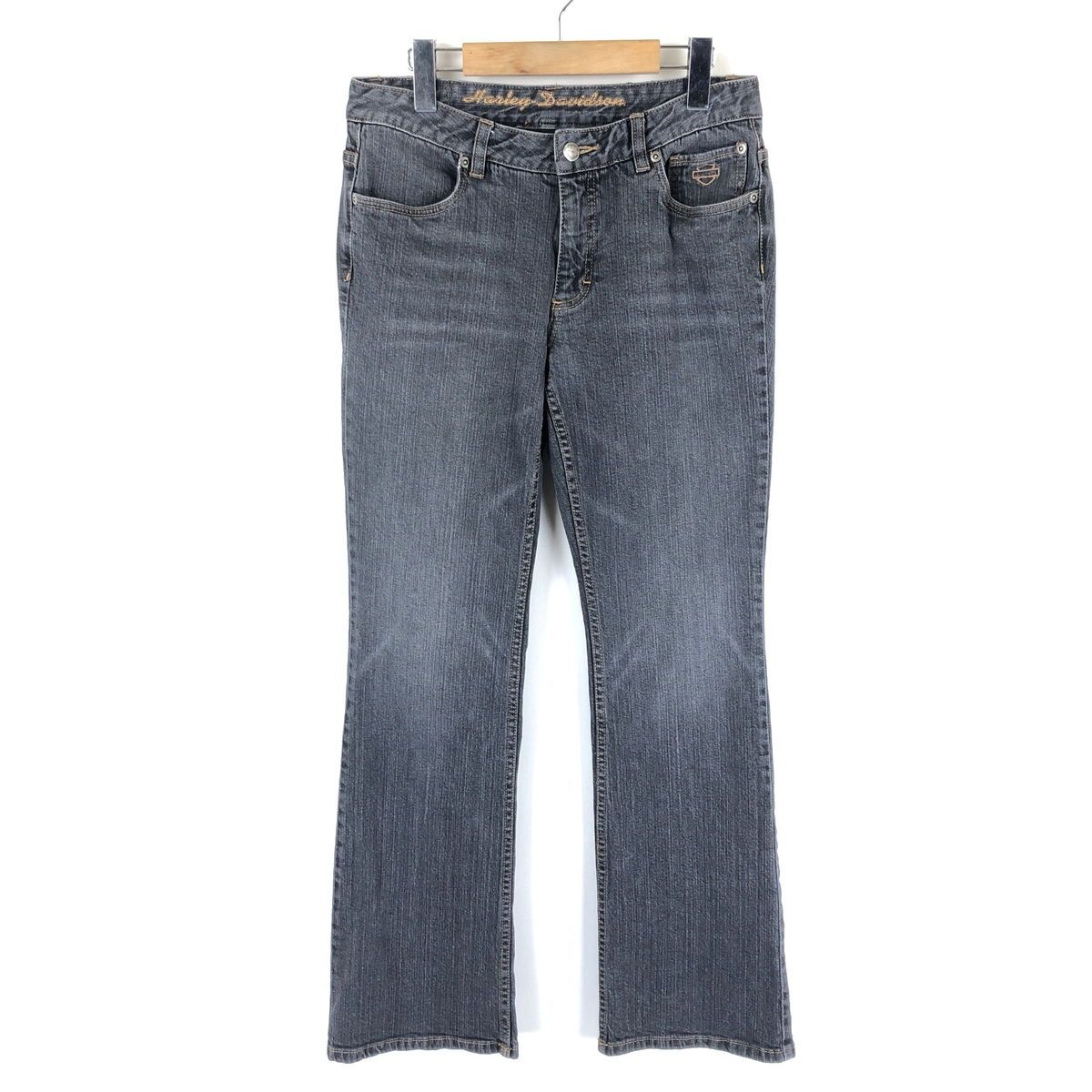 【古着】 Harley-Davidson ハーレーダビッドソン デニムパンツ ストレートストレッチ ブラック系 メンズW30 【中古】 n044821