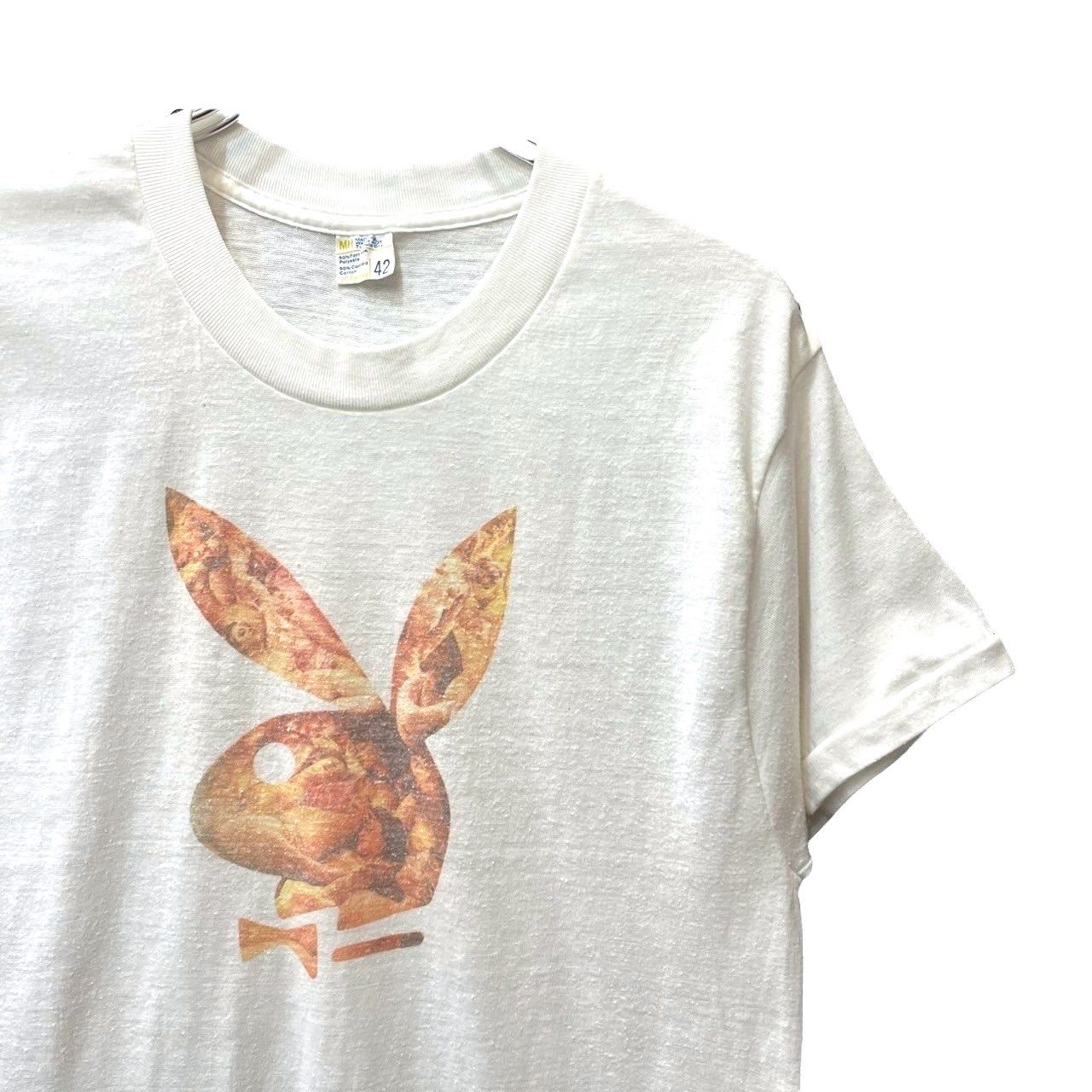 70s ビンテージ PLAYBOY ヌード 染み込みプリント Tシャツ Lサイズ ホワイト USA製 70年代 ヴィンテージ アメリカ製 JC PENNY