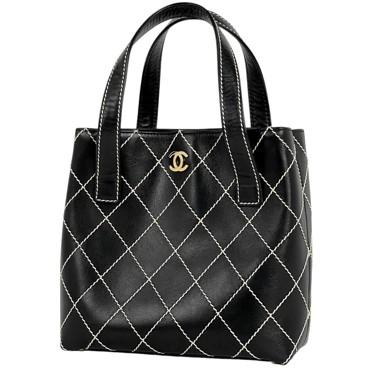 シャネル CHANEL ワイルドステッチ トートバッグ ココマーク ハンドバッグ トートバッグ レザー ブラック A18126 レディース