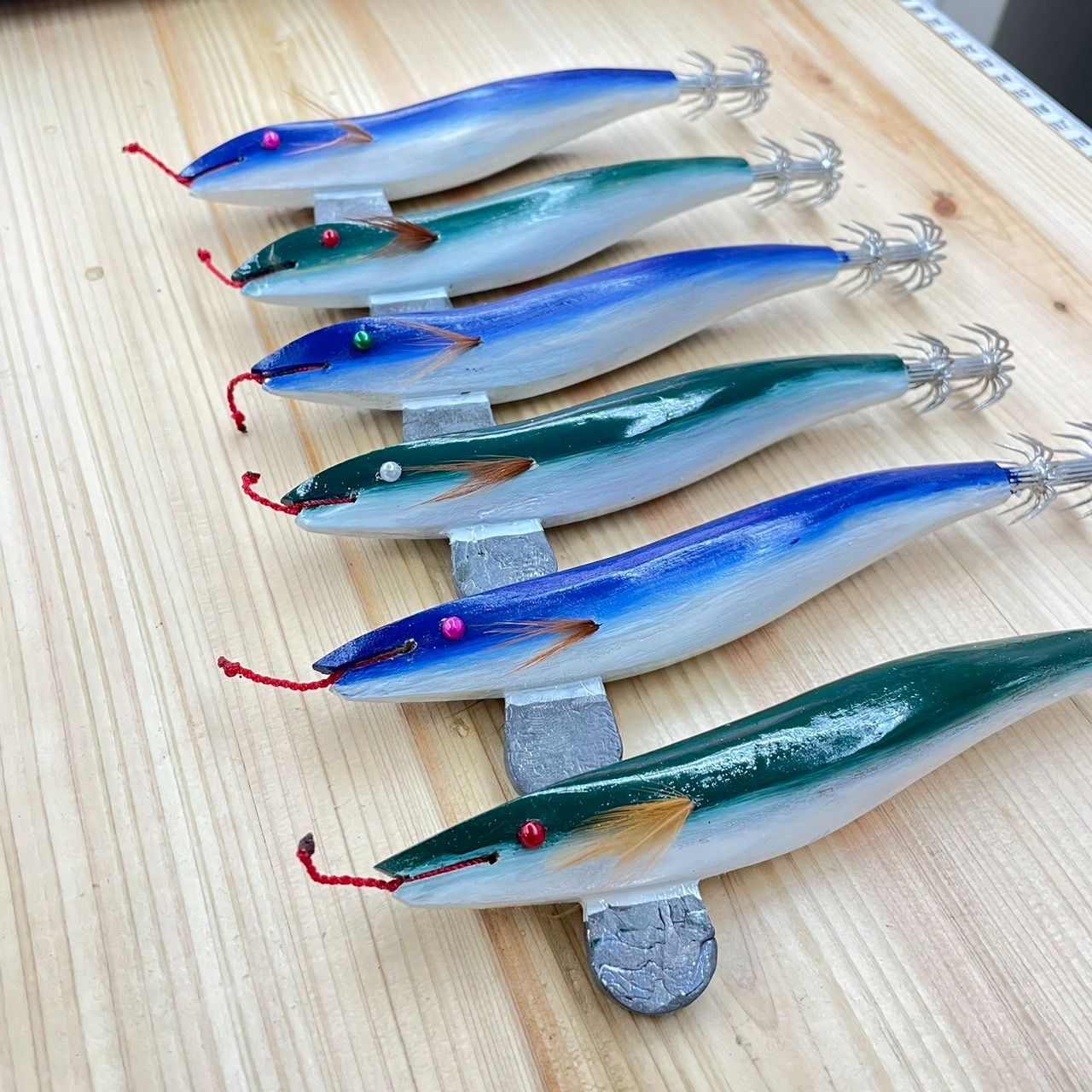 希少品【ブルー1本】手作りエギ 餌木 曳型 水イカ アオリイカ