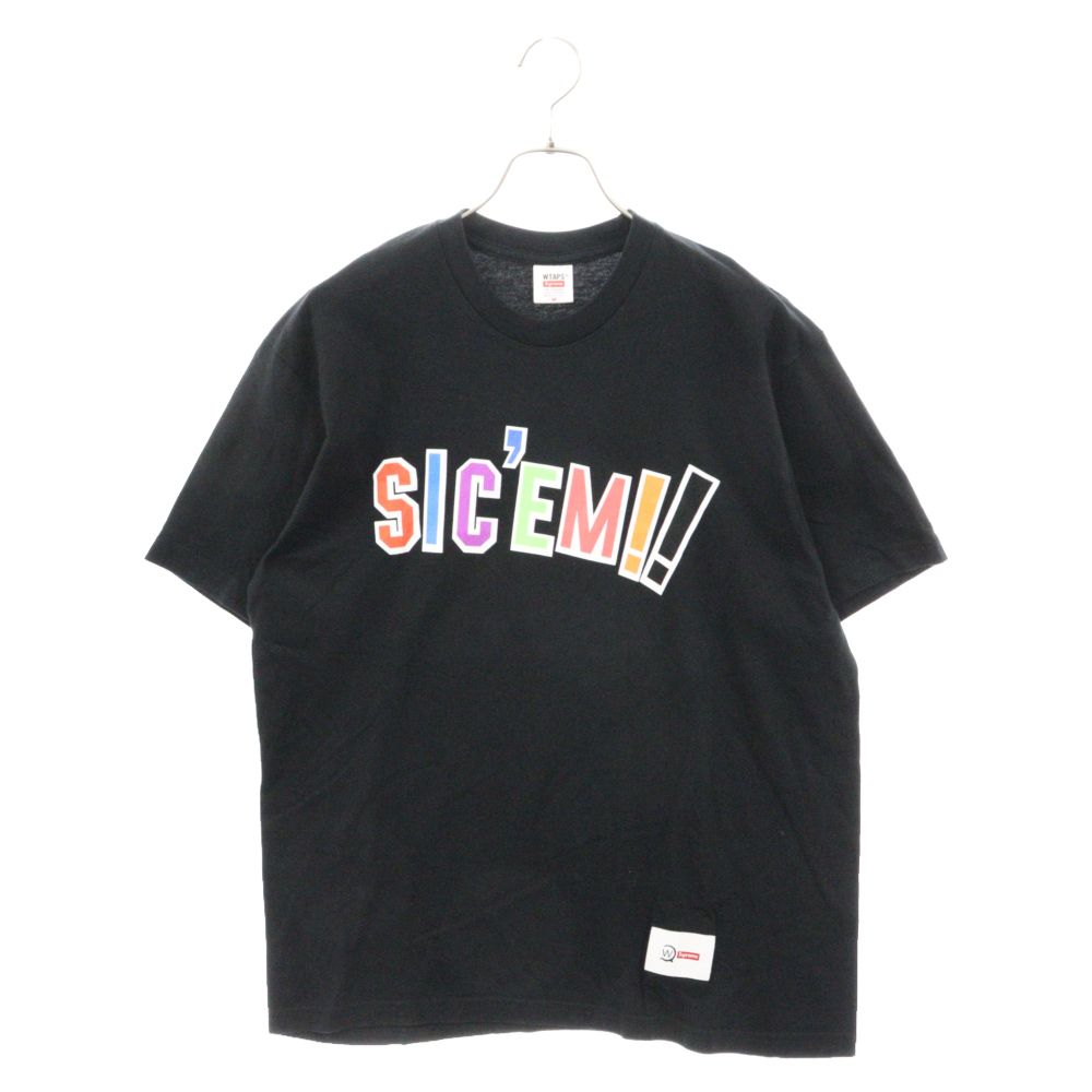 SUPREME (シュプリーム) 21AW ×WTAPS ダブルタップス Sic'em! Tee ロゴプリントTシャツ 半袖カットソー ブラック