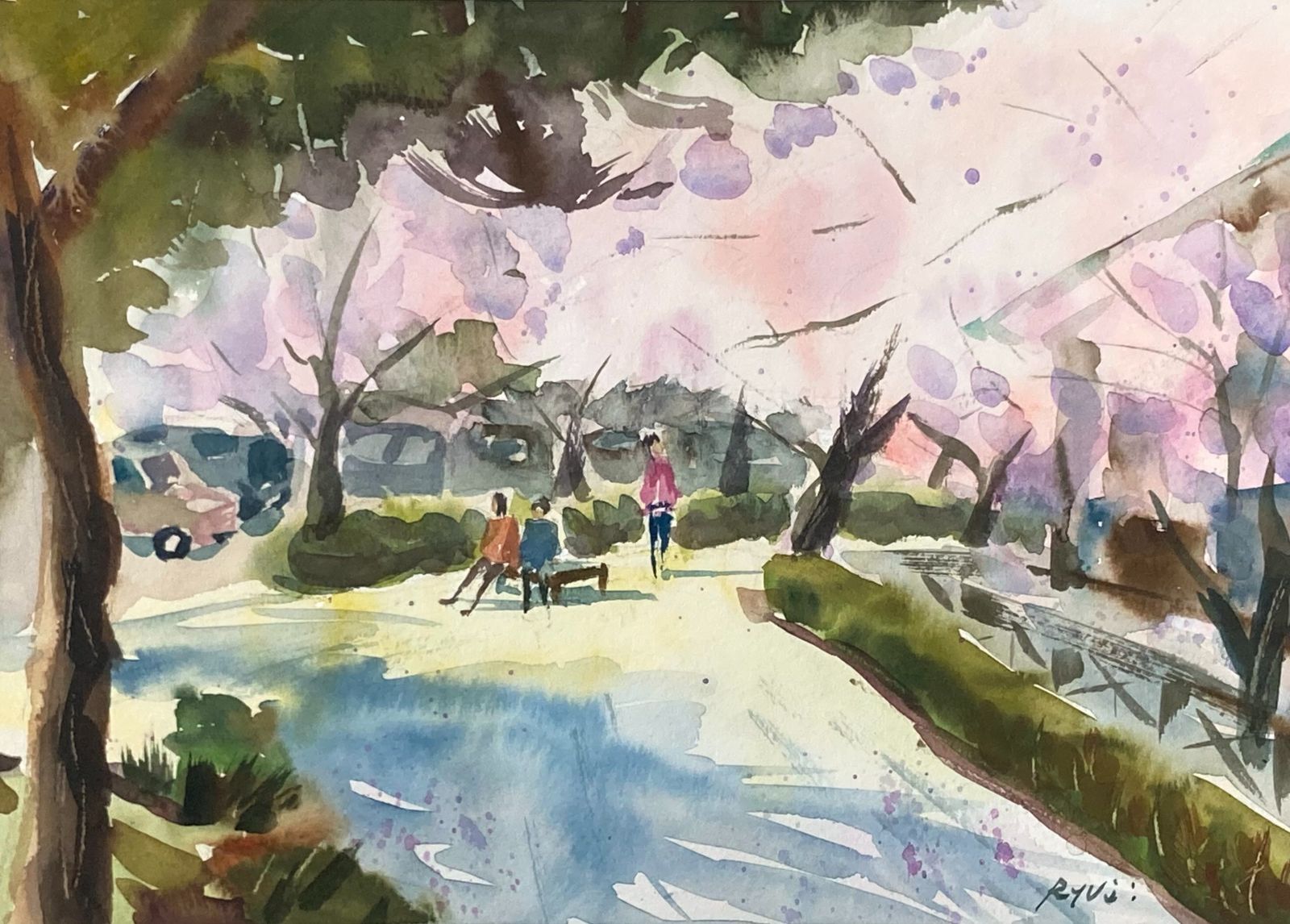 原画#3370 ラスベガス アート 水彩画 ドローイング インテリア 風景画