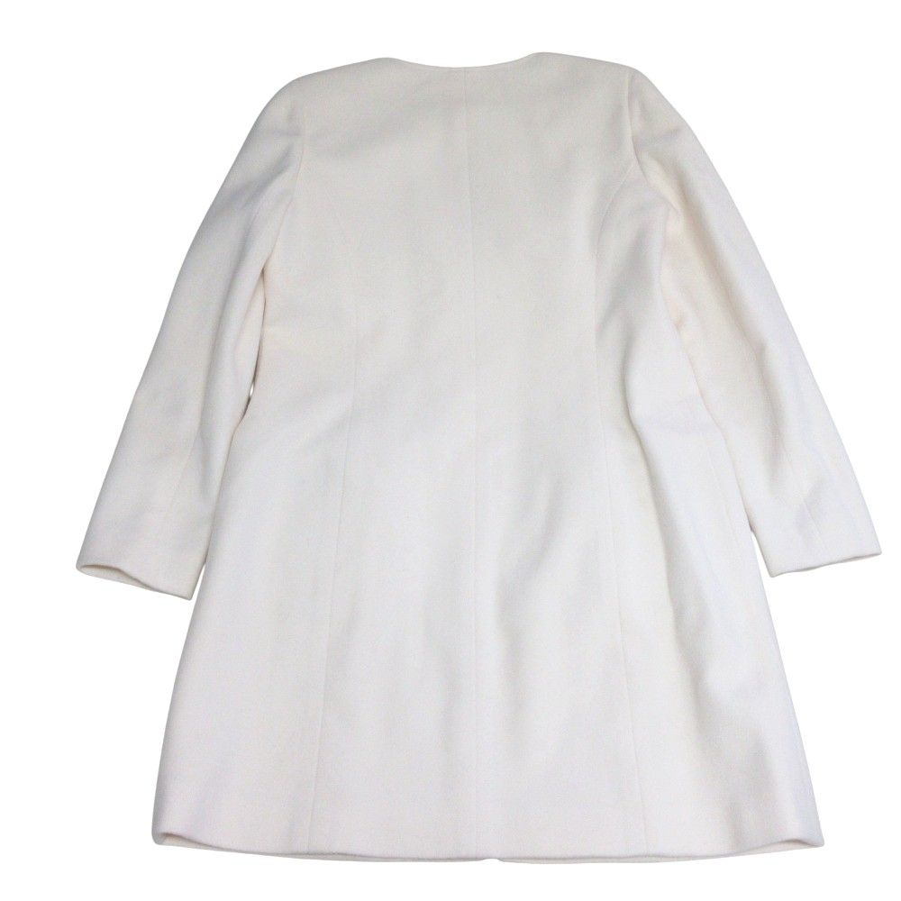 Rene ルネ ミンクファーポケット アンゴラブレンド ジップ ノー コート サイズ38 アイボリー レディース 古着