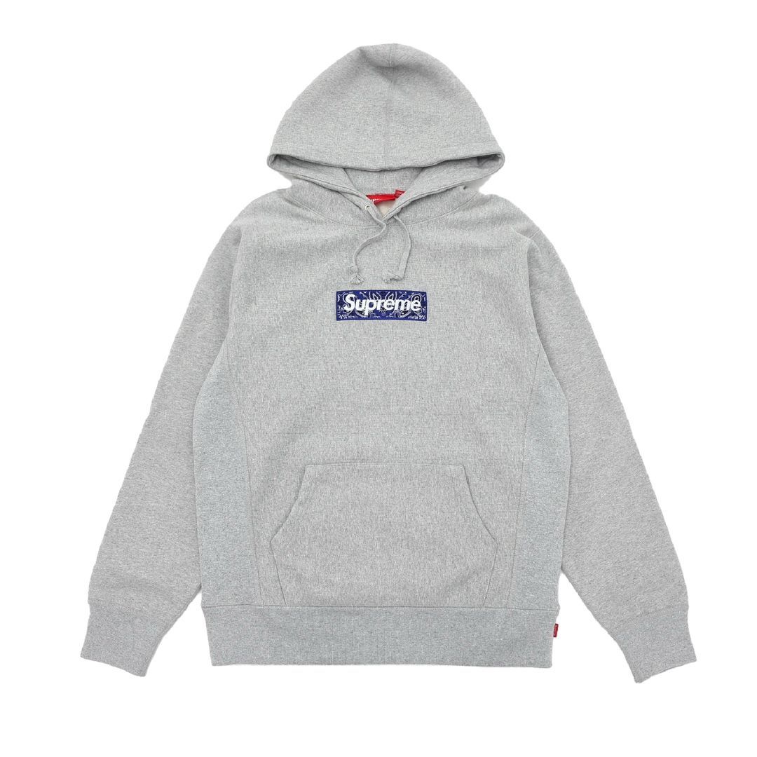 Supreme 19 fw Bandanaカシューナッツ刺繍Box連帽パーカーグレー