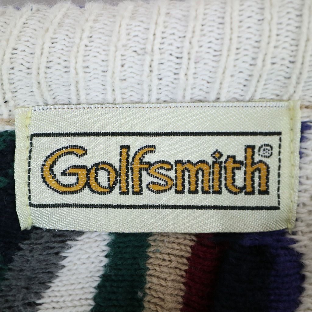 SALE/ 90年代 Golfsmith 3D ニット セーター クルーネック デザイン系 