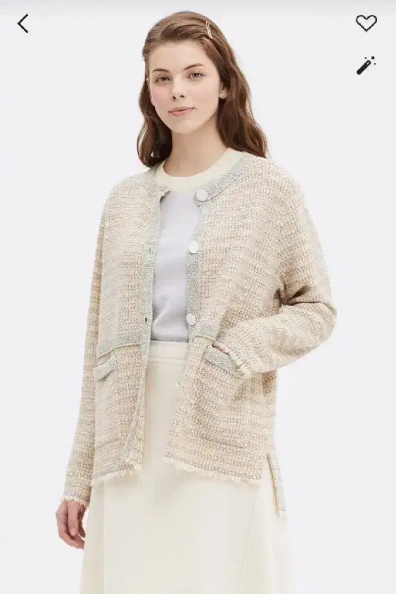 The HANDSOME SJSJ ミックス カラー フリンジ ツイード カーディガン