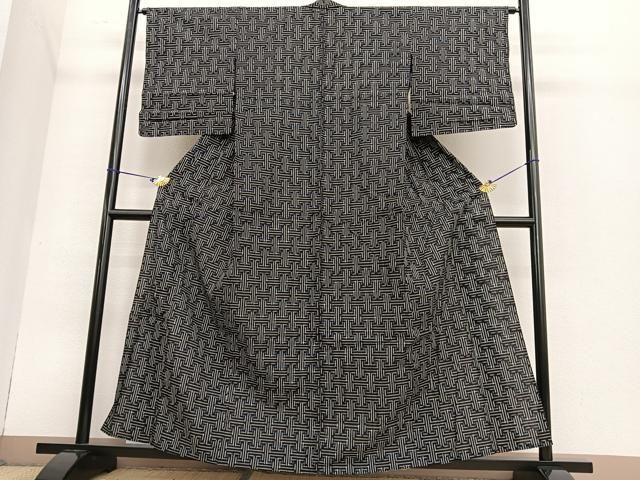平和屋着物▽久留米絣 単衣 秋名バラ柄 綿 逸品 BAAT6712hv