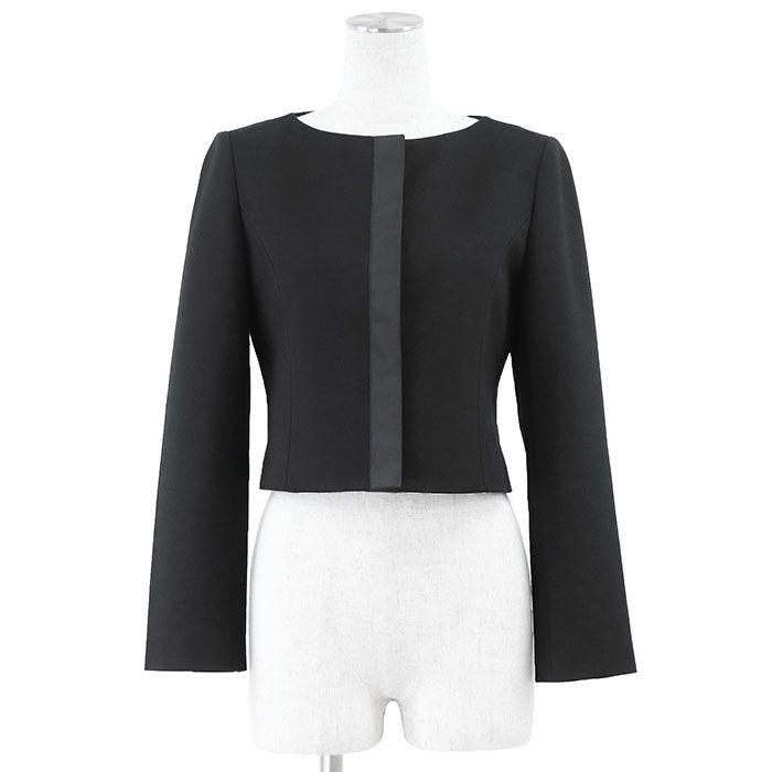 FOXEY NEW YORK フォクシー ニュー ヨーク エリゼ ジャケット Elysees Jacket 72988 グログランリボン ノー ショート ストレッチ ジャージー レディース 38 黒 42988-NAJ00605T