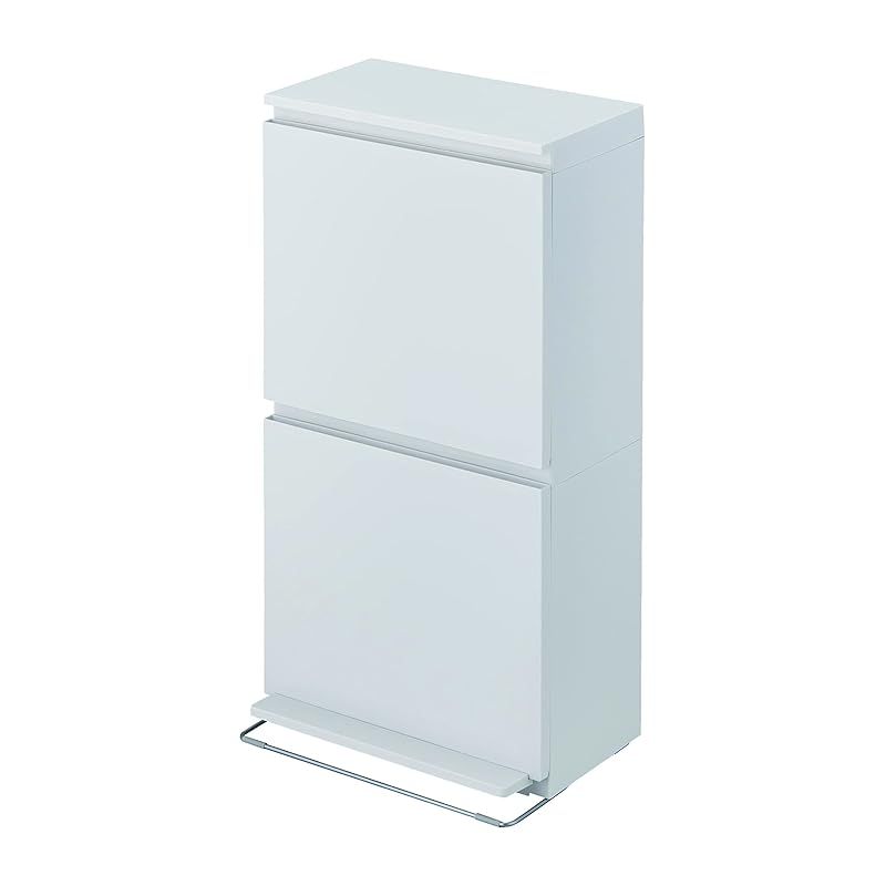 アスベル フタ付きゴミ箱 ペダル2段ワイド 丸洗い可 40L 白 奥行スリム A6887 0