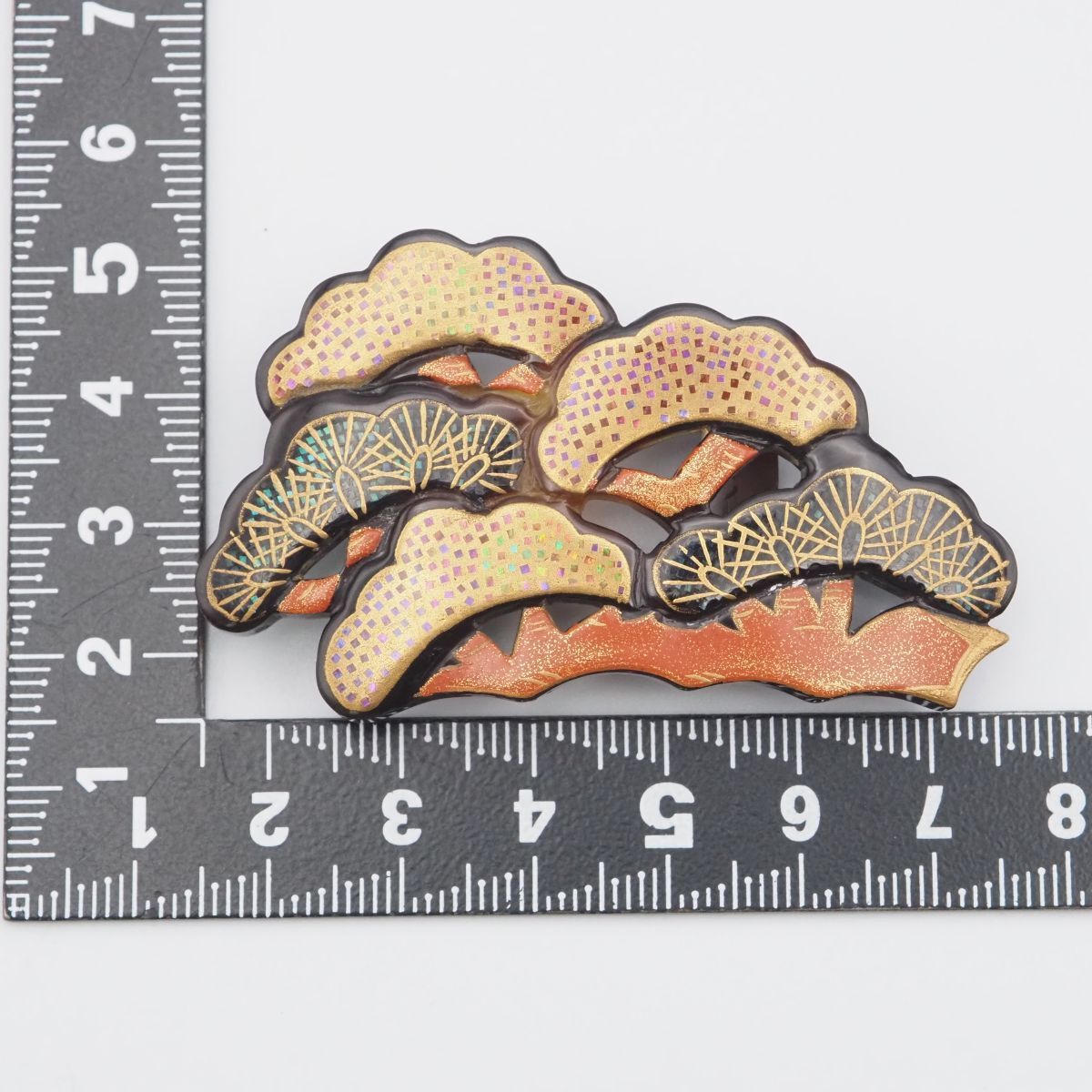 本鼈甲 ペーパーナイフ 螺鈿 装飾 細工 象 魚 べっ甲 象 魚 べっ甲珊瑚鯉彫り装飾付き市松模様春秋流水金蒔絵かんざし