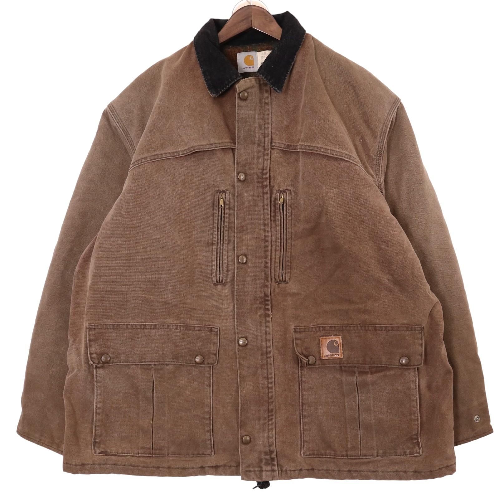 80年代 Carhartt カーハート RANCH BARN STYLE JACKET ワークジャケット ブラウン (メンズ XL) 中古 古着 A1087