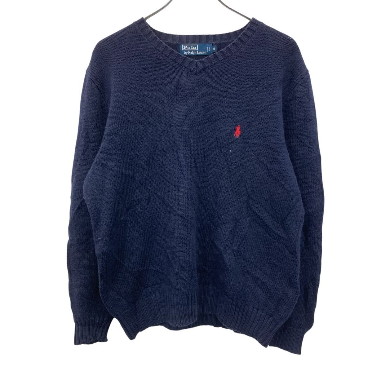 POLO RALPH LAUREN コットンニット セーター M ネイビー ポロラルフ 