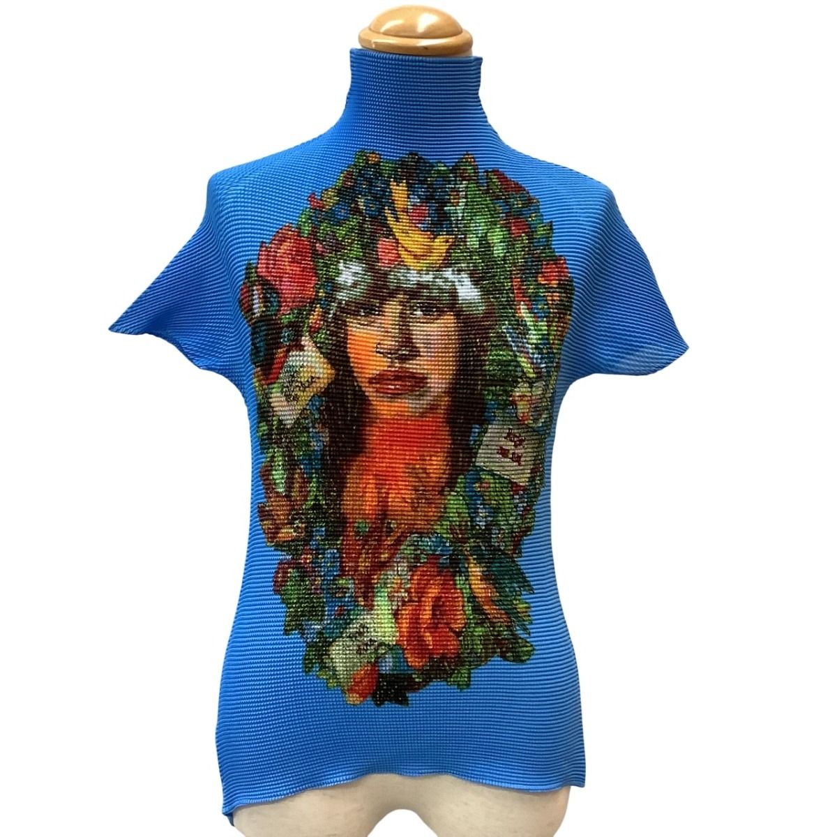 ♪♪ISSEY MIYAKE PLEATS T. イッセイミヤケ 超 カットソー SIZE 3 絵画 PP16-FK338 ブルー